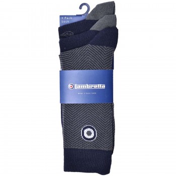 Lambretta Mens 3 Pack Paisley Patterned Crew Length Socks - Black Khaki 6-11 UK
