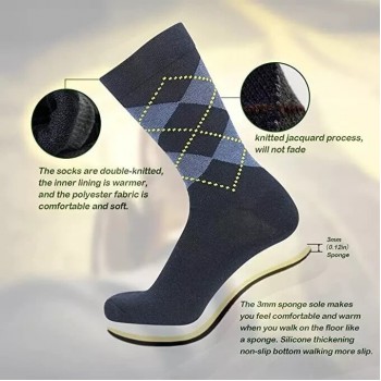 6 Pairs Men's Argyle Socks Designer Cotton Rich Dress Stylish Socks Size 6-11