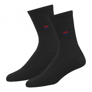 NAVYSPORT 5 Pairs Men's Crew Socks 9-12 Cotton Cushion (9-12, Large, Black 6p