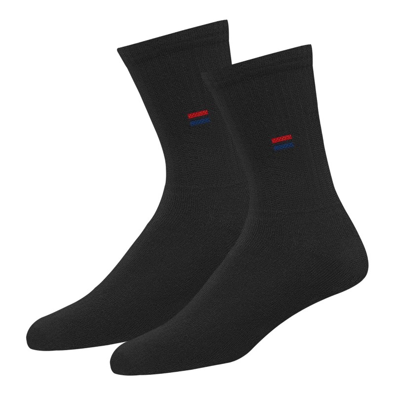 NAVYSPORT 5 Pairs Men's Crew Socks 9-12 Cotton Cushion (9-12, Large, Black 6p