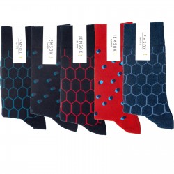 5-Pack Multi Hexagon Organic Cotton Socks – Mens Crew One Size 7-11