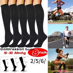 2/5/6/8 Pair 15-30 Mmhg Compression Socks for Women & Men Circulation Best Support for Athletic Running Cycling L-XXXL
