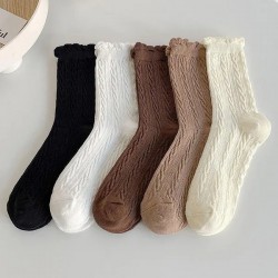 New solid color ladies socks are simple and versatile college cotton socks black and white Lolita student socks