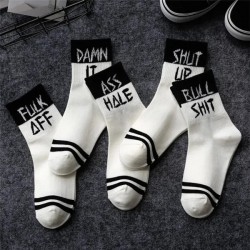 Women Men Fashion Cotton Socks Funny Cool Letter Print Socks