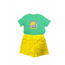 Men’s Activewear Sportswear T-shirt And Shorts Tracksuit Set Green&Yellow Size XL
