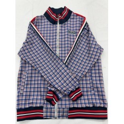 Activewear Navy Plaid Cotton Activewear Jacket XL Stand-up Collar