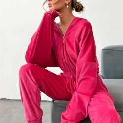 Womens Hoodie Zipper Sportsuit Long Sleeve And Pant Tracksuit Set for Autumn