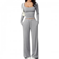 New Women's Two-piece Casual Pants Set with Long Sleeves and Sportswear