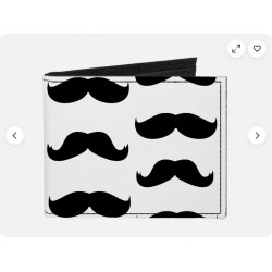 Canvas Bi-Fold Wallet Mustaches White/Black (US IMPORT)