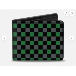 Bi-Fold Wallet Checker Black/Gray/1 Green (US IMPORT)