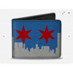 Bi-Fold Wallet Chicago Skyline/Flag Distressed Black/White/Red (US IMPORT)