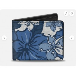 Bi-Fold Wallet Hibiscus Collage White/Blues (US IMPORT)