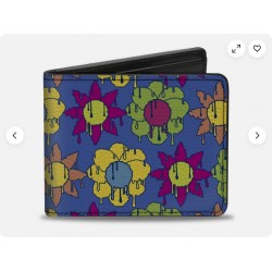 Bi-Fold Wallet Funky Flower Drip Blue/Multi Color (US IMPORT)