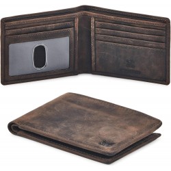 Real Leather Mens Bifold Wallet RFID Blocking Slim Minimalist Front Pocket
