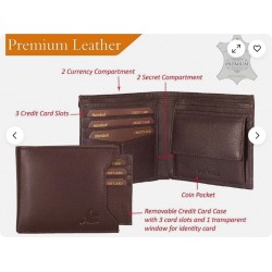 New Premium Quality Bi-fold Leather Wallet Men Brown