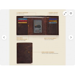 Real Leather Mens Trifold Wallet RFID Blocking Slim Minimalist Front Pocket