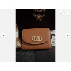 MCM Mode Travia Trifold Brown Chain Wallet