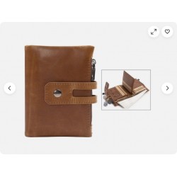 Men Retro Casual Short Wallet Double Zipper Snap Closure Coin Purse