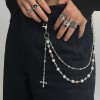 Edgy Pearl Cross Wallet Chain Keychain Jeans Pants Chain Bag Charm Alt Jewelry