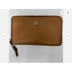Tan Pebbled Leather Zip Around Continental Wallet Checkbook