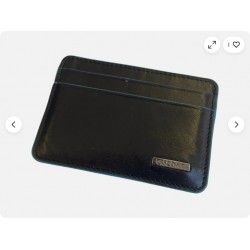 Visconti Black/Blue Leather Card Holder Wallet Men's Slim Minimalist Design
