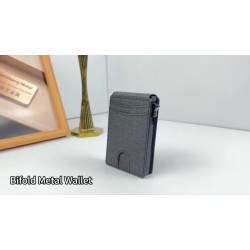 Men's Black tactical magnetic wallet RFID Blocking card holder Aluminum bifold