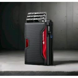Men's Black tactical magnetic wallet RFID Blocking card holder Aluminum bifold
