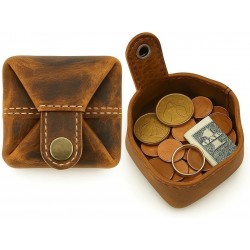 Leather Coin Pouch - Compact Change Holder and Mini Pocket Wallet for Men & Women