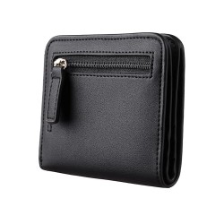 Men Bifold Wallet Pocket Leather Slim Wallet Mini Purse Rfid Blocking Black