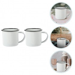 2 Pcs Water Cup for Home Camping Outdoor Mini Enamel Coffee Mugs