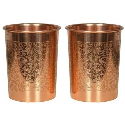 Juego de 2 vasos de Glass de Water de Copper puro para Ayurveda beneficios para la salud 300 ml