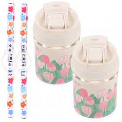 Tulip Glass Water Bottle Water Cup Straw Cup for Women Girl