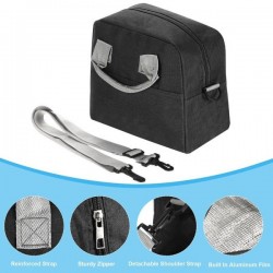 Insulated Lunch Bag with Shoulder Strap, Protable Lunch Tote Bag Bento Lunch Box Handbag Cooler Bag Lunchbox Food Container for