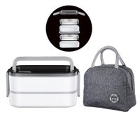 Double Layer Stainless Steel Heated Lunch Box Sealed Insulated Bento Container