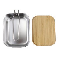 Lunch Box Bento Box Stainless Steel Material Bamboo Lid Large Capacity of 900ML