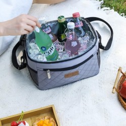 Insulated Lunch Bag with Handle - Large Capacity Square Thermal Tote for Work & Commute