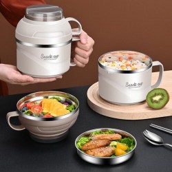 Double-Wall Insulated Stainless Steel Lunch Box with Lid – Portable Bento Container for Noodles, Meals & On-the-Go Dining