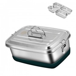 Stainless Steel Lunch Box with Compartments Leak proof Double Layer Food Storage Container for Sandwiches and Salads