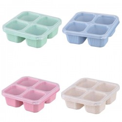 Reusable Lunch Box with 4 Separate Sections Stylish Meal Preparation Container Food Storage Organizer with Clear Lid