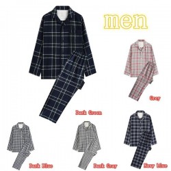 Double cotton home service pajamas cotton spring, autumn and winter couples pajamas set.Plaid pajamas