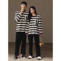 Couples Pajamas Set Women Men 100% Cotton Long Sleeve Comfortable Sleepwear Loungewear