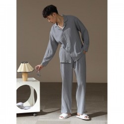 Soft Cotton Gauze Pajama Set for Babies & Toddlers Breathable Long-Sleeve Button-Up Loungewear