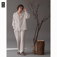 Premium Double-Layer Gauze Men's Pajama Set Soft, Breathable Cotton Loungewear in Wabi-Sabi Style