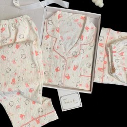 Cloud Cotton Pajama Set for Women: Sweet Short-Sleeve 3-Piece Loungewear