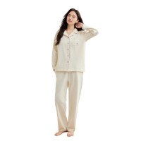 Cozy Fleece-Lined Cotton Pajama Set for Women – Warm Winter Sleepwear & Loungewear