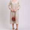 RRP 361 Midi Dress IT44 US8 UK12 L Beige Lined Made in Italy