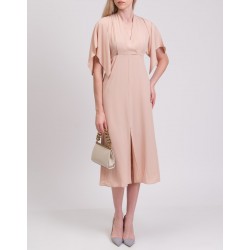 RRP 270 Midi Dress IT42 US6 UK10 M Silk Blend Draped Made in Italy