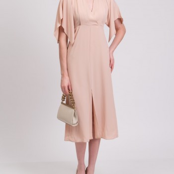 RRP 270 Midi Dress IT42 US6 UK10 M Silk Blend Draped Made in Italy