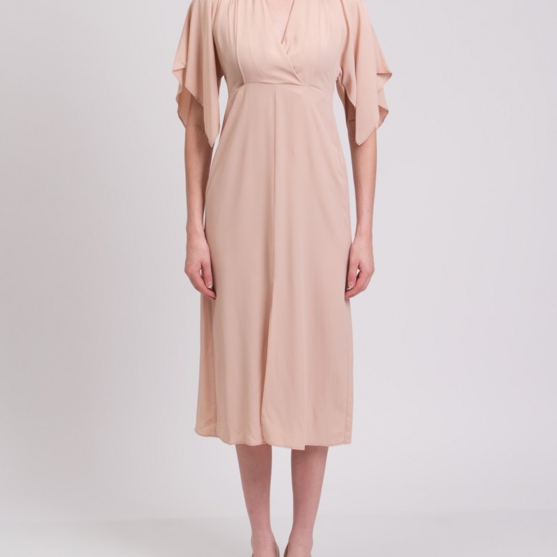 RRP 270 Midi Dress IT42 US6 UK10 M Silk Blend Draped Made in Italy