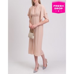 RRP 270 Midi Dress IT42 US6 UK10 M Silk Blend Draped Made in Italy